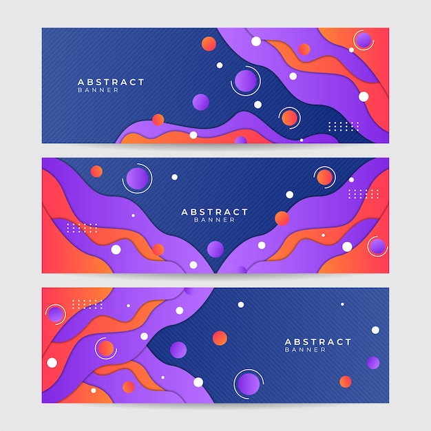 Modern dynamic wave gradient blue purple pink colorful abstract design banner