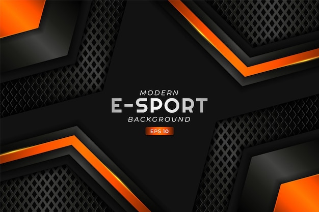 E-Sport moderno Sfondo di gioco Realistico Arancione brillante Futuristico Tecnologia premium Esagonale