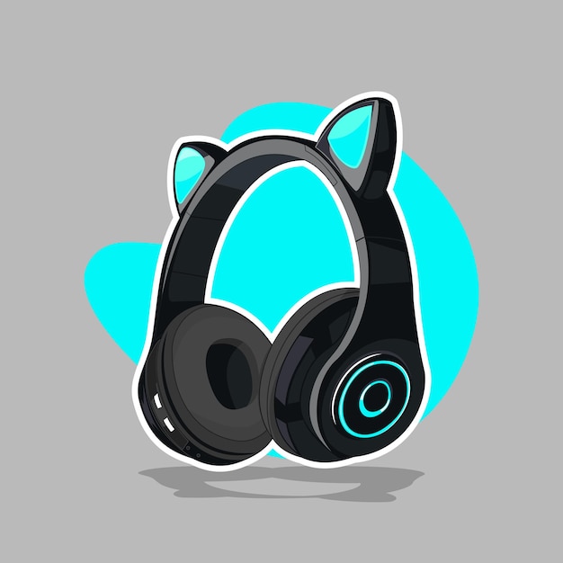 Modern ear cat headphone illustration