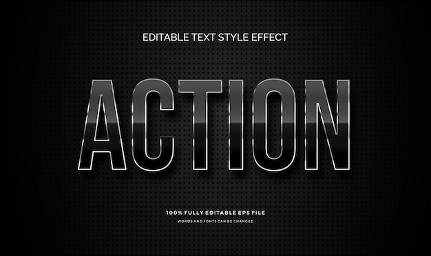 Современный редактируемый эффект стиля текста с редактируемым векторным шрифтом блестящего металла темного цвета