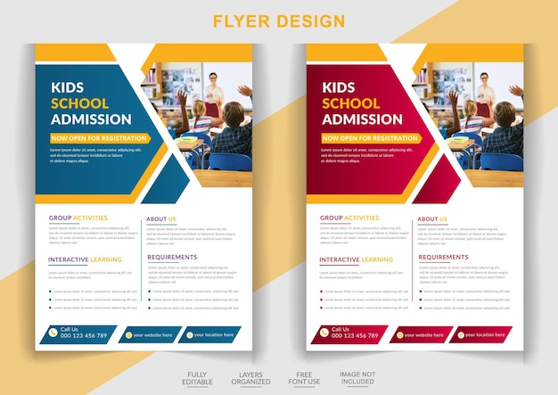 Modern Education Admission Flyer Design back to school Layout template