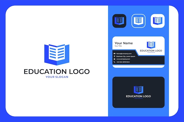 Modern education with book logo design and business card