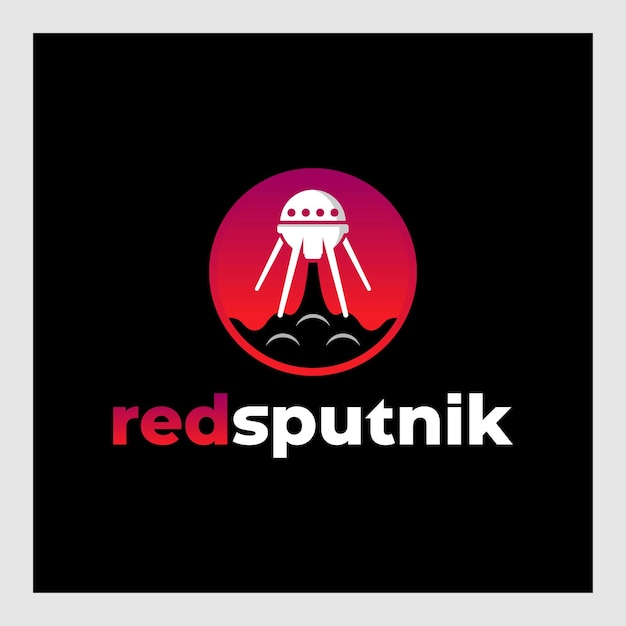 Modern eenvoudig minimalistisch rood spoetnik-logo-ontwerp