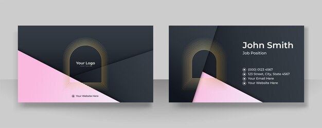 Vector modern eenvoudig zwart gouden visitekaartjeontwerp met elegant patroon. creatief schoon concept met geometrische decoratiekunst. vector illustratie afdruksjabloon.