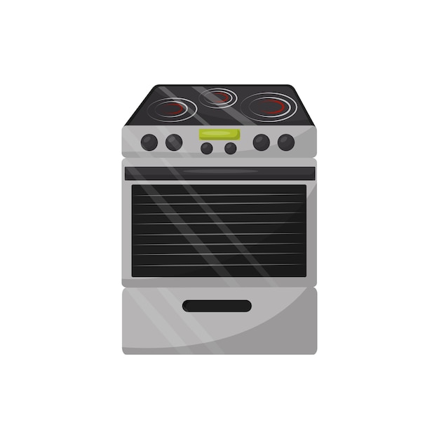 Modern electric stove with oven Kitchen appliance Flat vector for advertising banner or flyer of household store