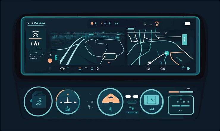 Vector modern electric vehicle dashboard illustration