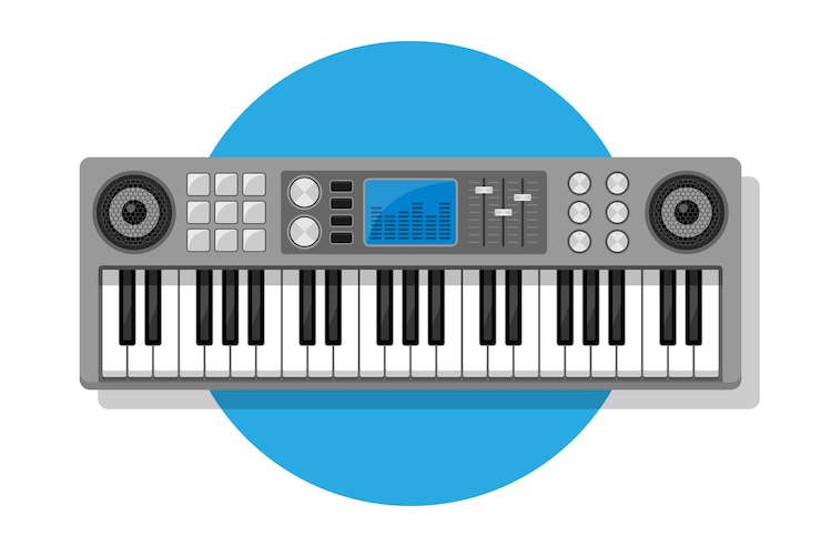 Vector modern electronic keyboard musical instrument musical processor effect synthesizer