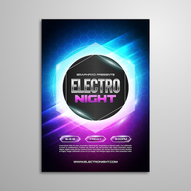 Vector modern electronic music night poster