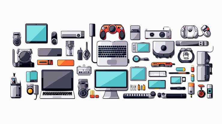 Vector modern electronics devices vector illustration set for technology designs