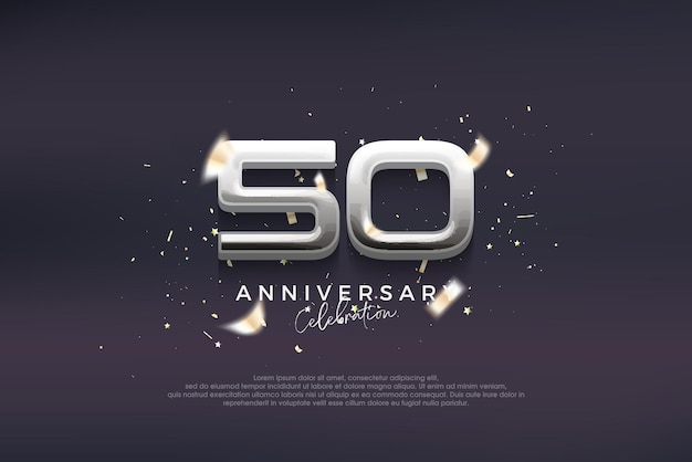 Современный и элегантный дизайн празднования 50-летия с современными серебряными цифрами Премиум векторный фон для приветствия и празднования