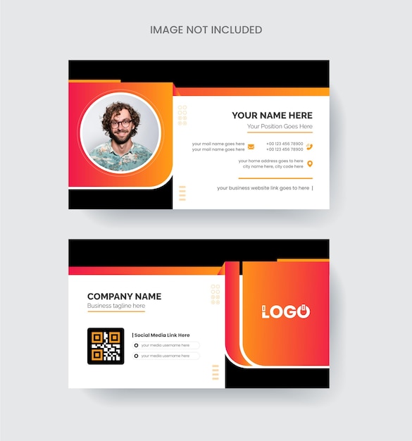 Modern and elegant business card design colorful Abstract shape concept in orange color