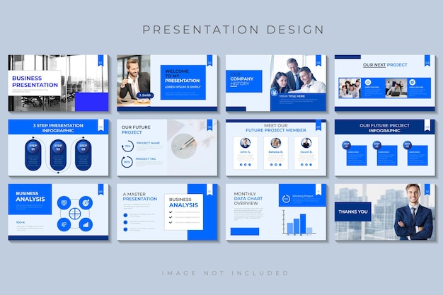 Modern Elegant business presentation template 12-page slide design premium vector