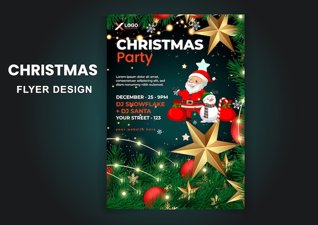 Modern elegant christmas party poster template
