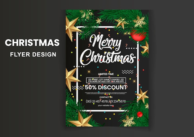 Modern elegant christmas party poster template