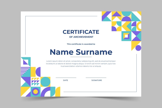modern elegant colorful certificate template with geometric shape