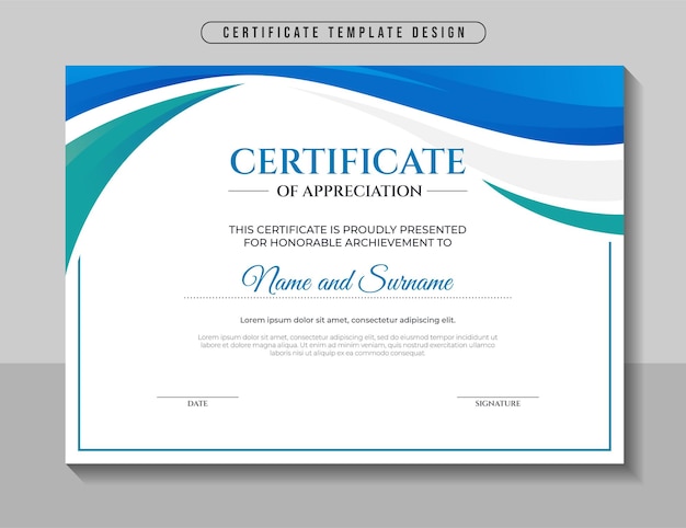 Modern elegant corporate business certificate template Premium Vector