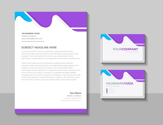 Modern elegant corporate business letterhead and id card template premium vector