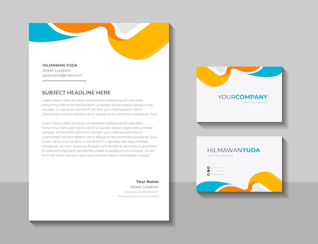 Modern elegant corporate business letterhead and id card template premium vector