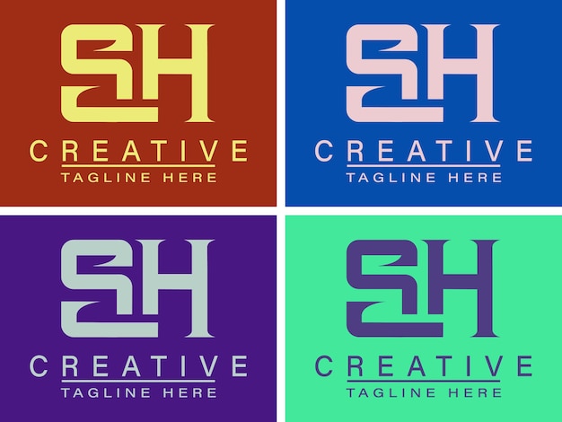 Modern elegant creative s h logo design and template vector illustration