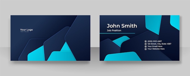 Modern elegant dark blue business card design. Creative and clean business card template.