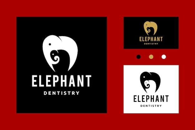 Ispirazione per il design vettoriale del logo dell'icona dentale moderna ed elegante dell'elefante