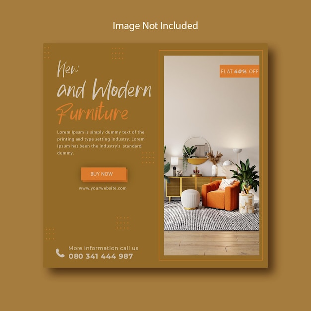 Modern and Elegant furniture for sale and Social Media Post Template