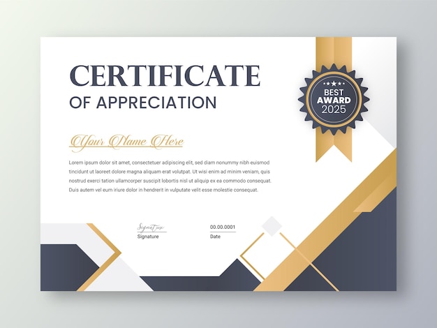 Vector modern elegant gold certificate template with badge