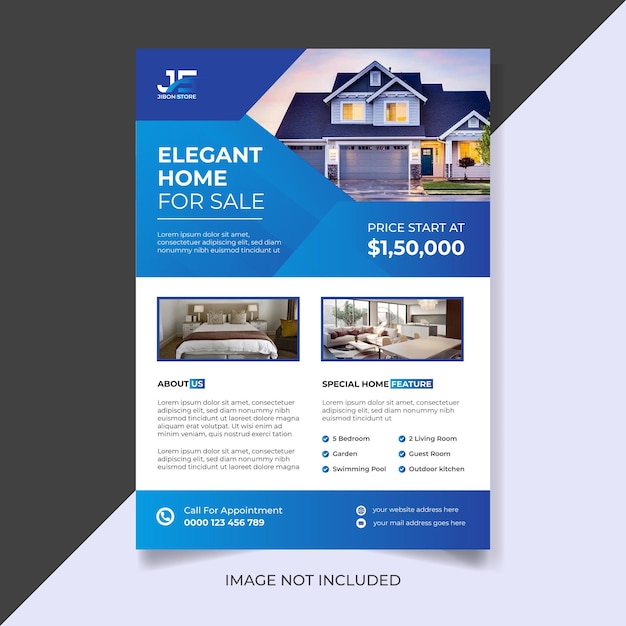 Modern elegant home for sale real estate flyer template