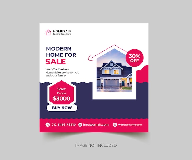 Vector modern and elegant home for sale social media post design and instagram banner template