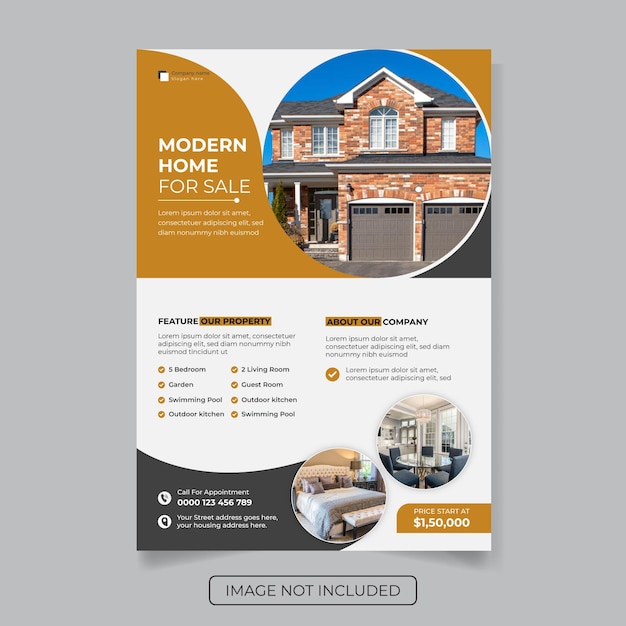 Modern elegant huis onroerend goed a4 flyer-sjabloon