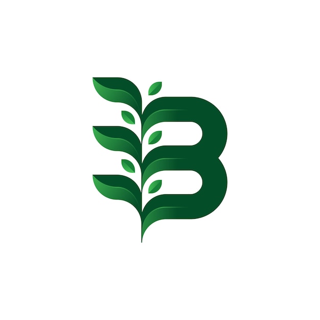 Modern and Elegant letter B leaf or leaves logo