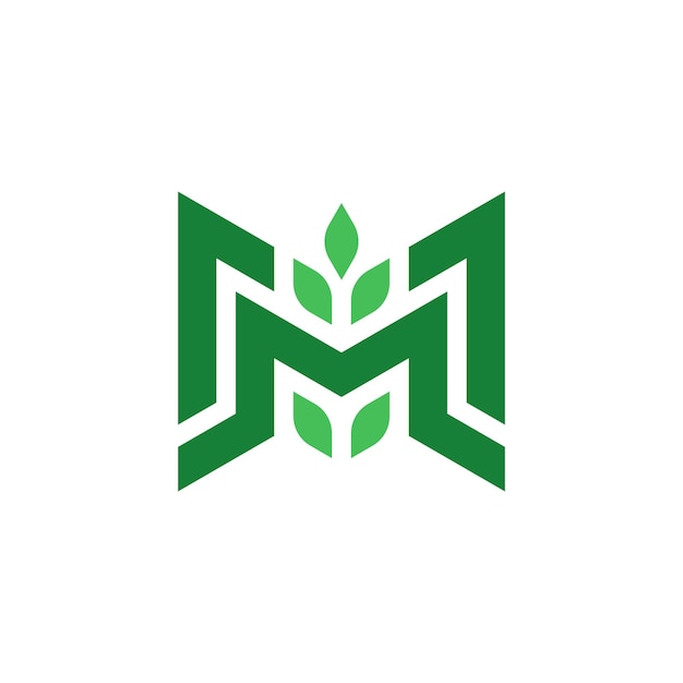 Modern and Elegant letter M leaf or leaves logo