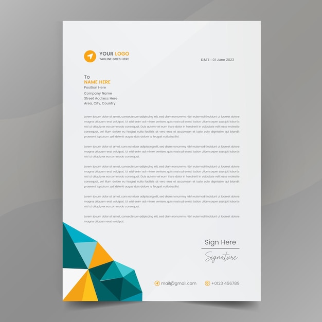 Modern elegant and minimalist style abstract letterhead template design full vector