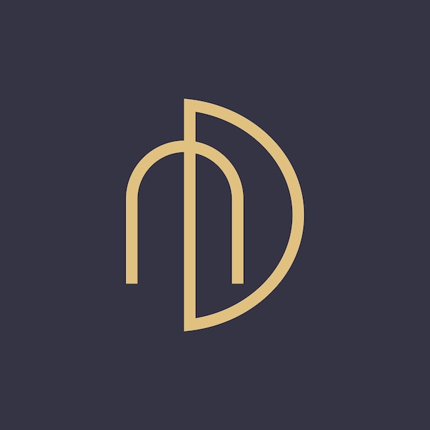 Современные элегантные инициалы шаблона логотипа ND или DN на основе монограммы и букв