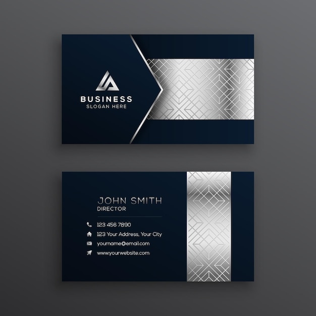 Modern Elegant Silver Business Card Template