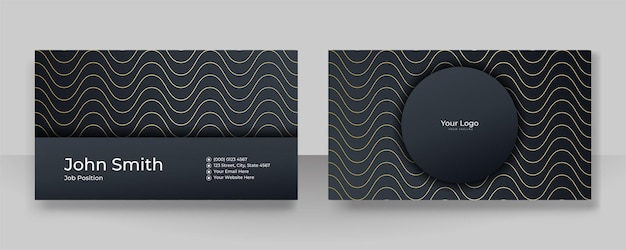 Modern elegant simple black gold business card design template. creative luxury and clean business card with corporate concept. vector illustration print template.