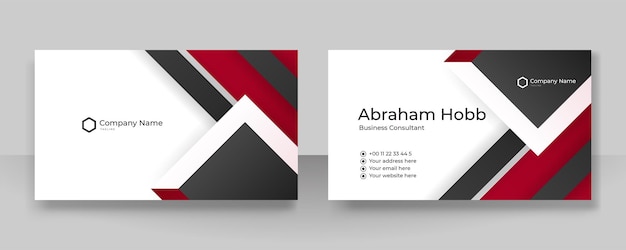 Современный элегантный простой чистый красный и черный векторный шаблон дизайна визитной карточки с креативным профессиональным технологическим фирменным стилем