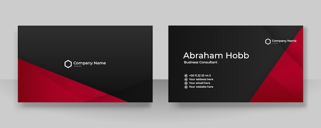 Modern elegant simple clean red and black business card design vector template with creative professional technology corporate style