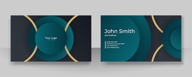 Modern elegant simple green gold business card design template. Creative luxury and clean business card with corporate concept. Vector illustration print template.
