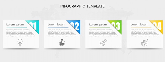 モダンな要素のインフォグラフィック、タイムライン4ステップ。