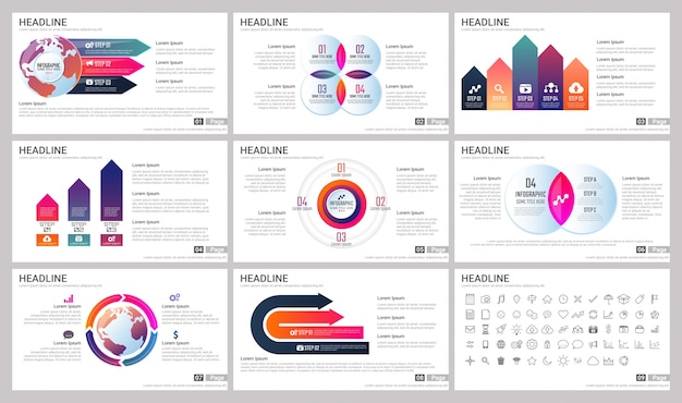 Elementi moderni di infografica per modelli di presentazioni