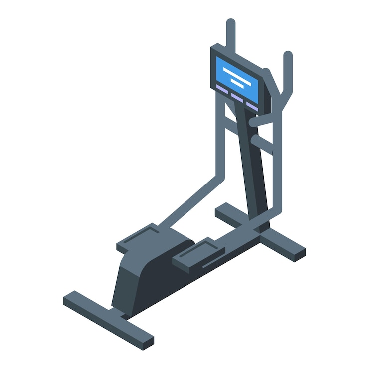 Vector modern elliptical trainer showing fitness data on digital screen
