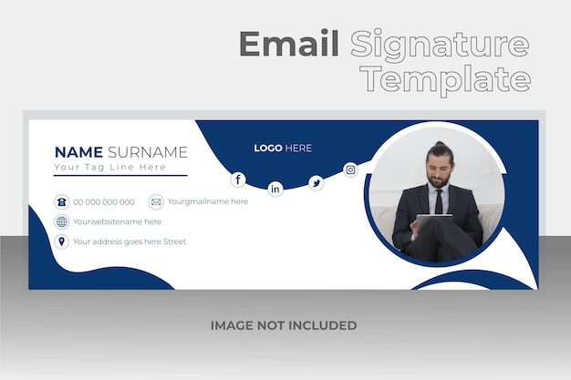 현대적인 이메일 서명 디자인 또는 개인 소셜 미디어 표지 템플릿