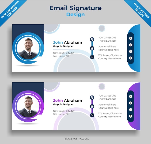 Modern email signature design or social media cover premium vector