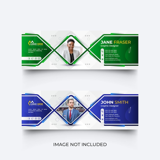 Modern email signature and social media cover template set