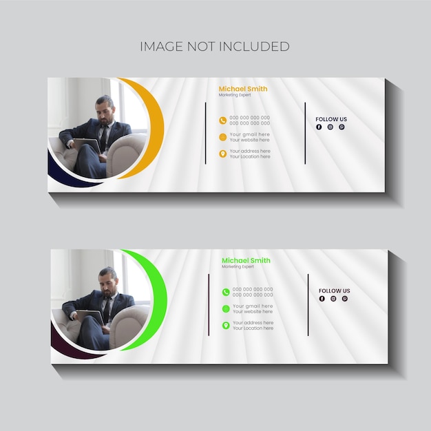 Modern email signature template design or email footer and personal social media cover