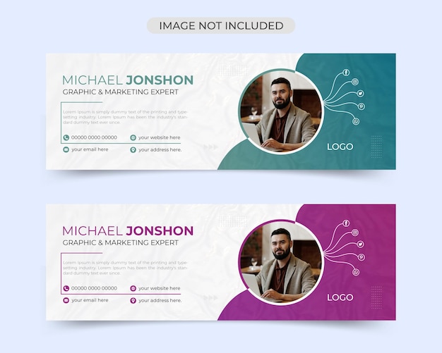 Modern email signature template design and personal email footer or social cover