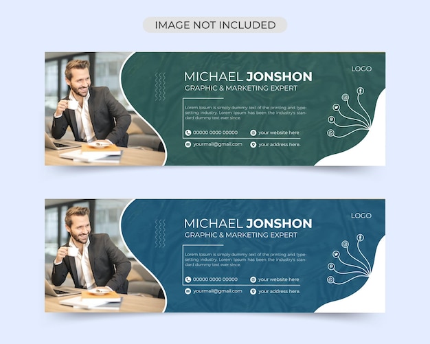 Modern email signature template design and personal email footer or social cover