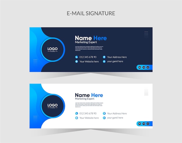 Vector modern email signature template design and personal email footer.