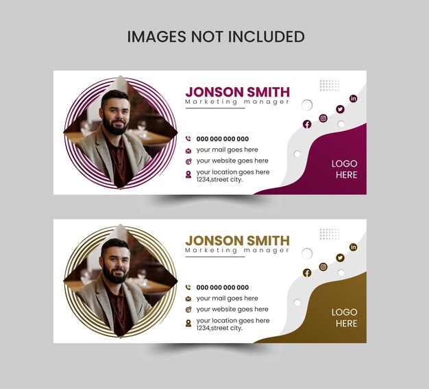 Modern Email Signature Template Or Email Footer And Personal Social Media Cover
